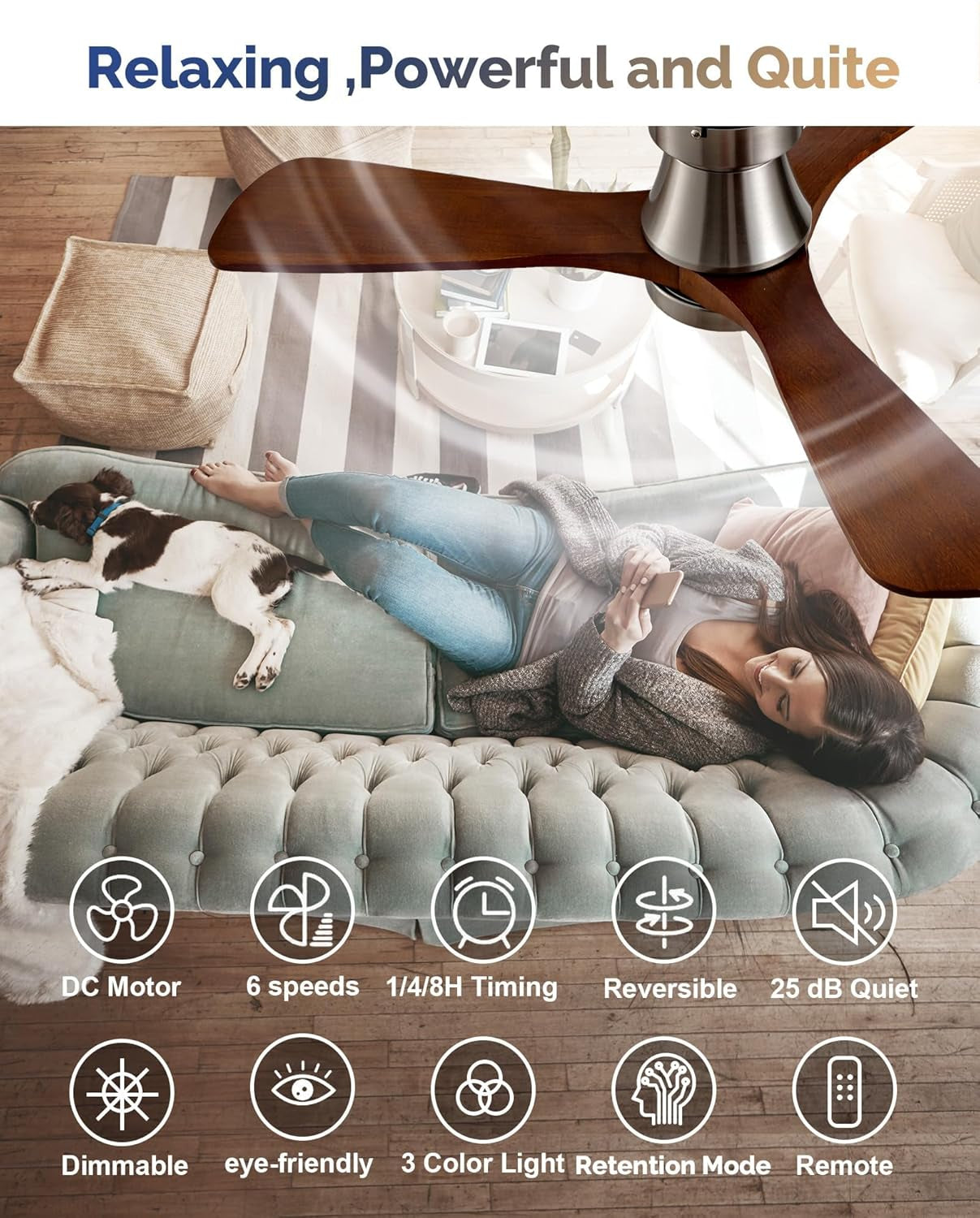 Brushed Nickel Reversible Dimmable Ceiling Fan Remote-3