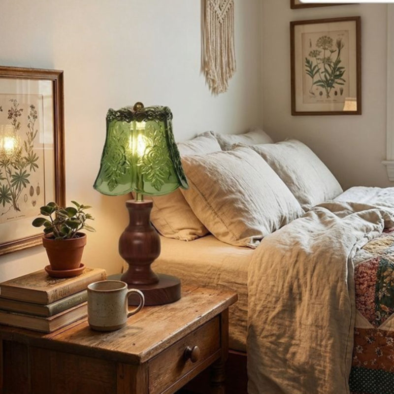 Vintage Glass Table Lamp, Dimmable Bedside Lamp with 3 Color Temperatures, Cordless Night Light-1