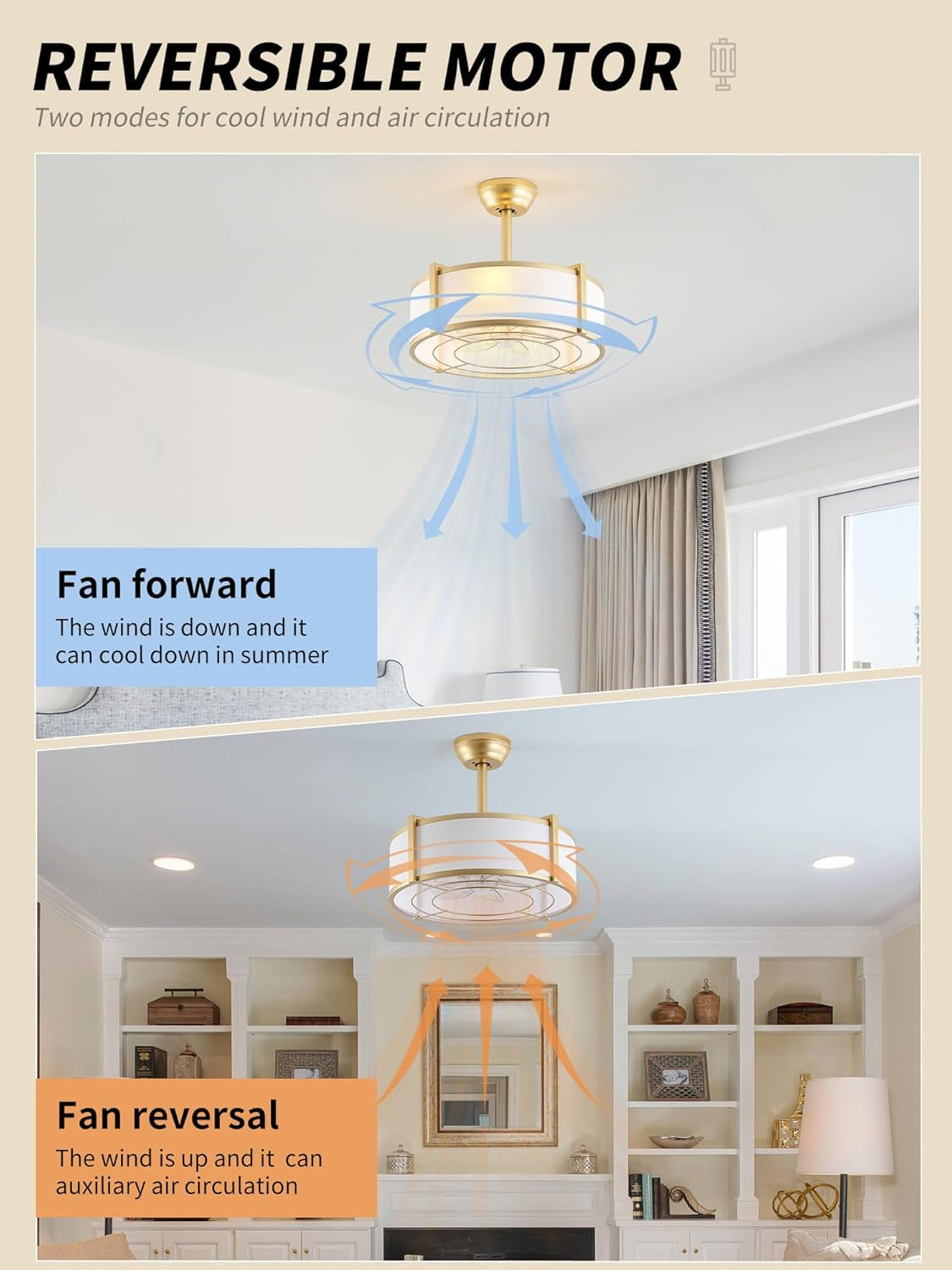 Gold Twenty Inch Boho Iridescent Crystal Ceiling Fan-4