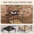 Beige Patio Rocking Chairs Set With Glass Coffee Table
