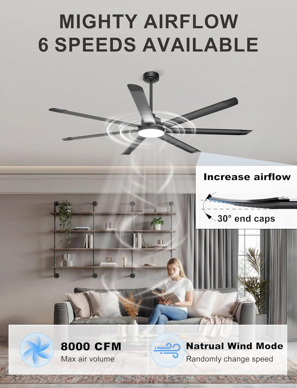 72Inch Industrial Ceiling Fan With Dimmable Lights-1