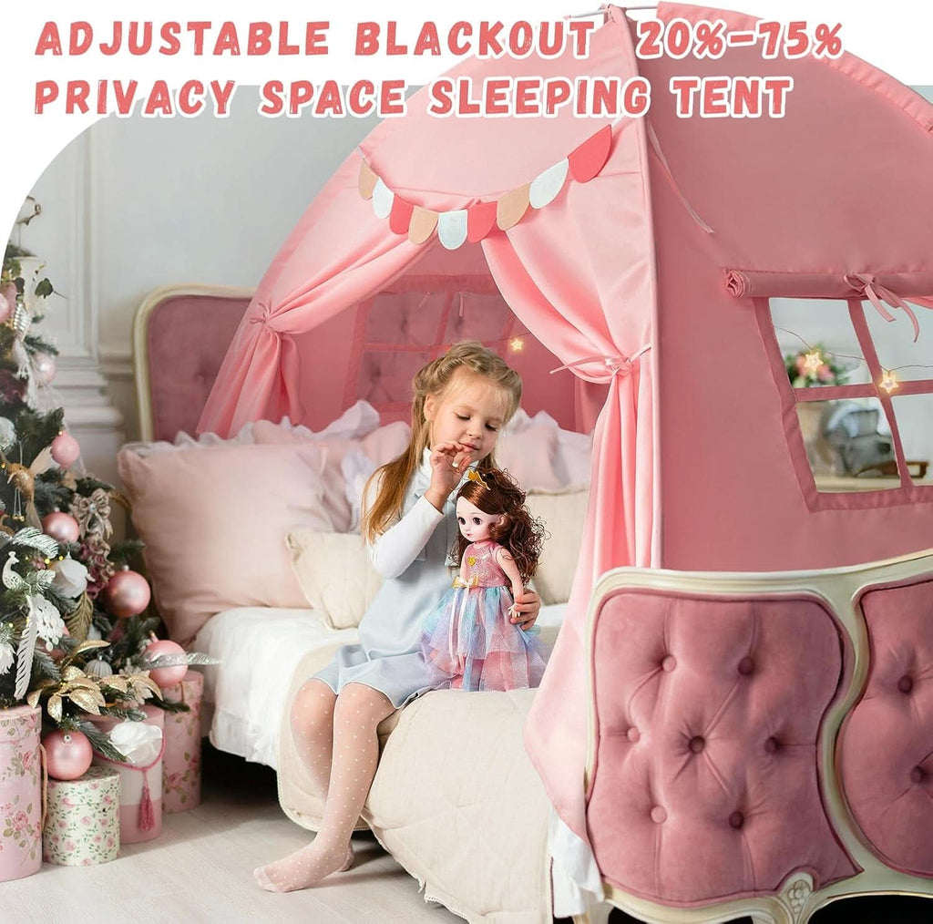Pink Full Size Canopy Tent Dual Door Access Blackout Fabric-2