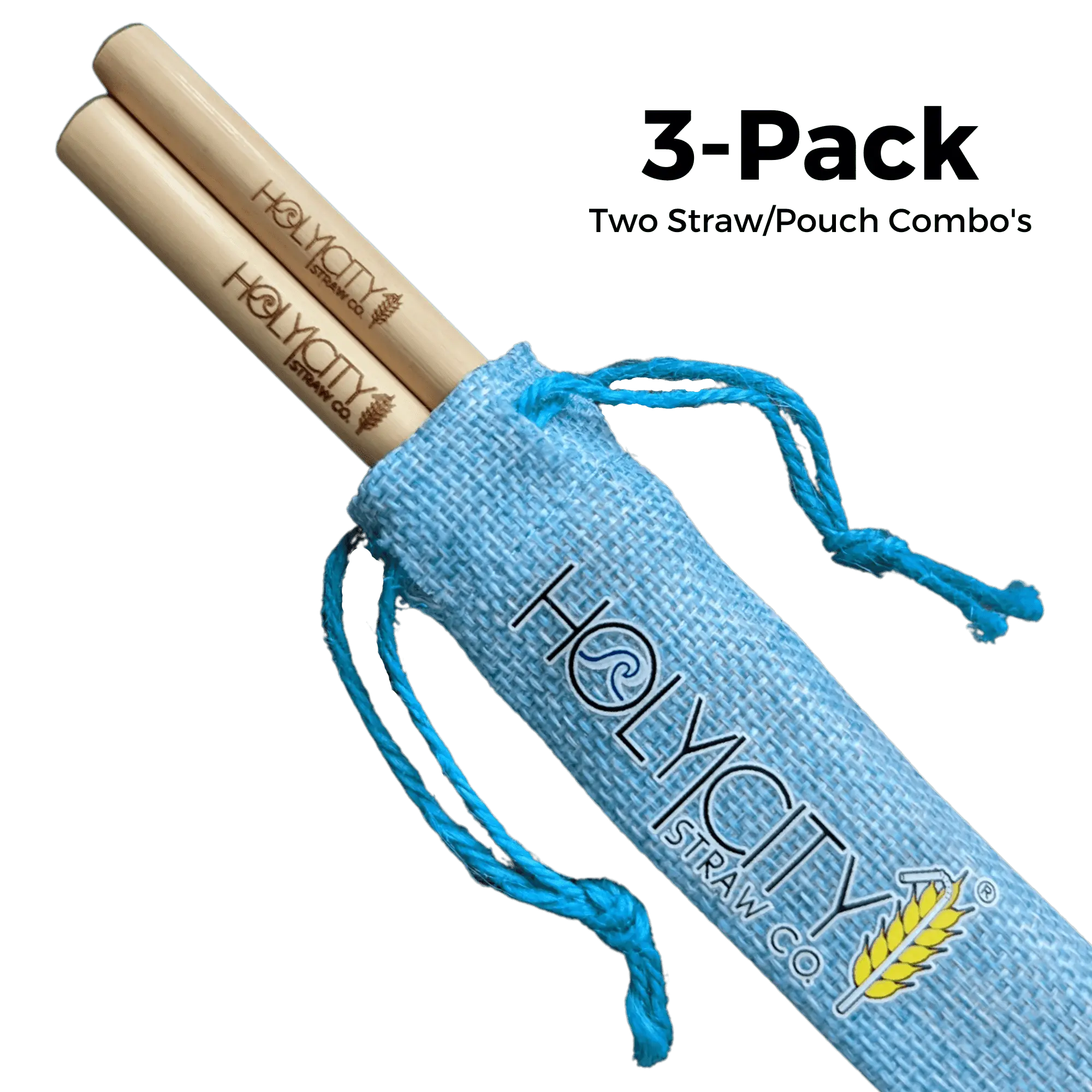 Two Straw/Pouch Combo - Holy City Straw Co. - 3 Pack-0