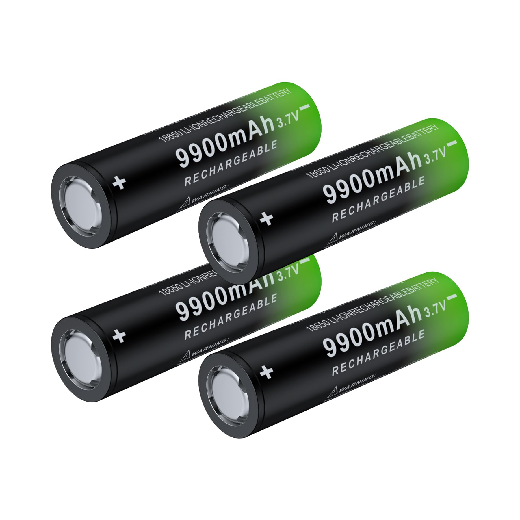 18650 Rechargeable Battery 3.7V 9900mAh Lithium Battery for Flashlights Headlamps Cameras Doorbells Toys(4 Pack) (Flat top)