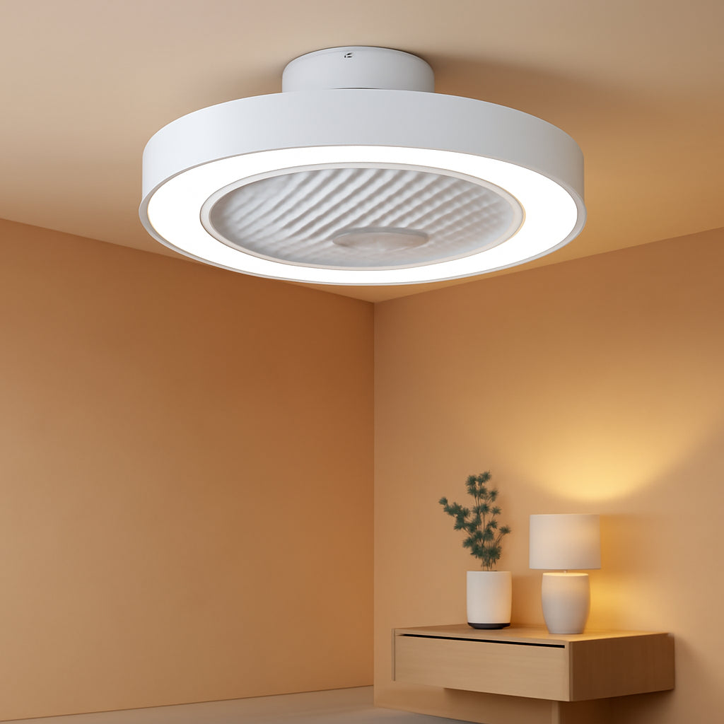 White Twenty TwoIn Enclosed Ceiling Fan With Remote-0