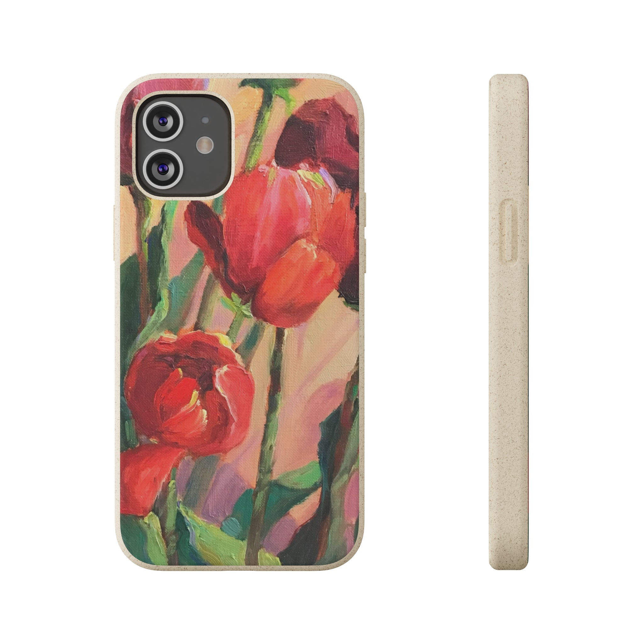 Biodegradable Phone Case with 'Red Tulips' Floral Original Artwork by Barbara Cleary-17