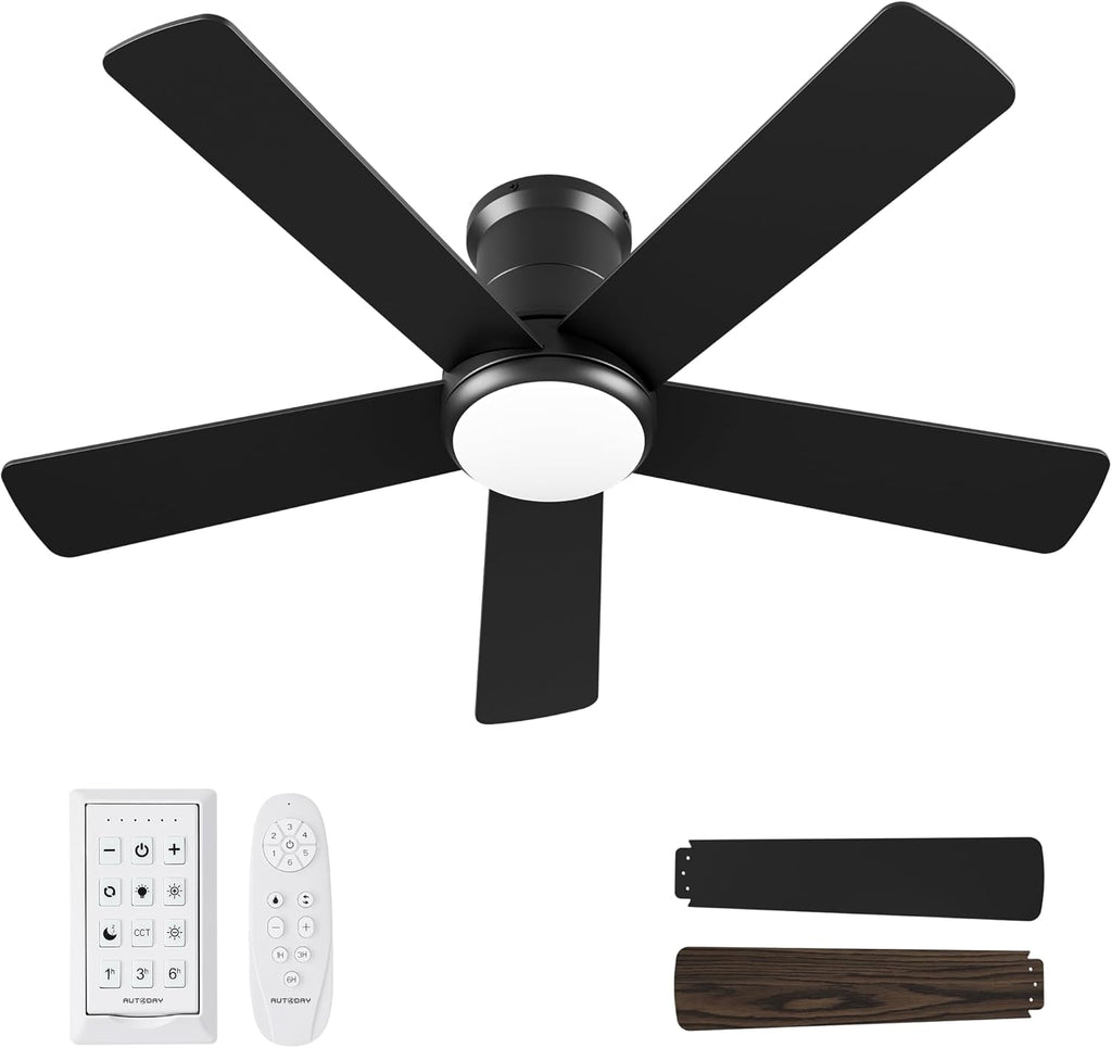 42Inch Black Energy Efficient Ceiling Fan With Light-0