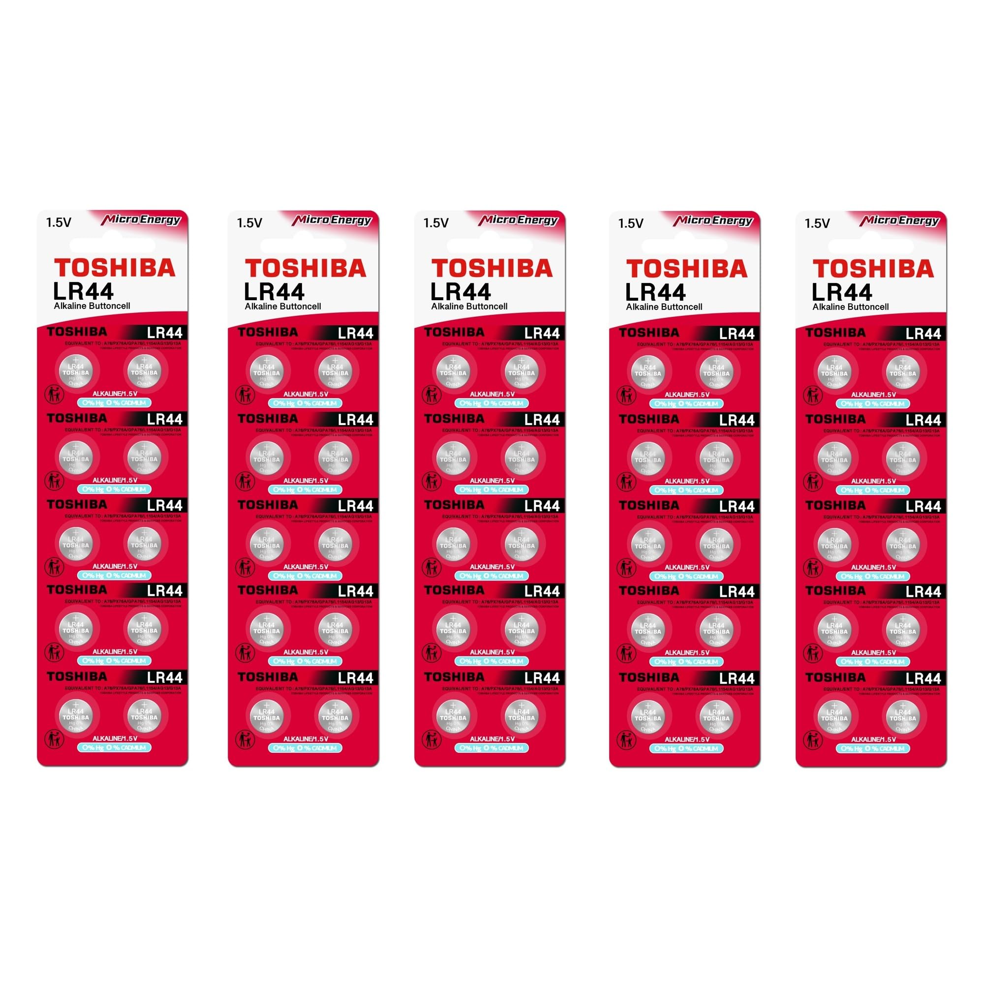 Toshiba LR44 Battery 3V Battery 1.5V Alkaline (50 Batteries)