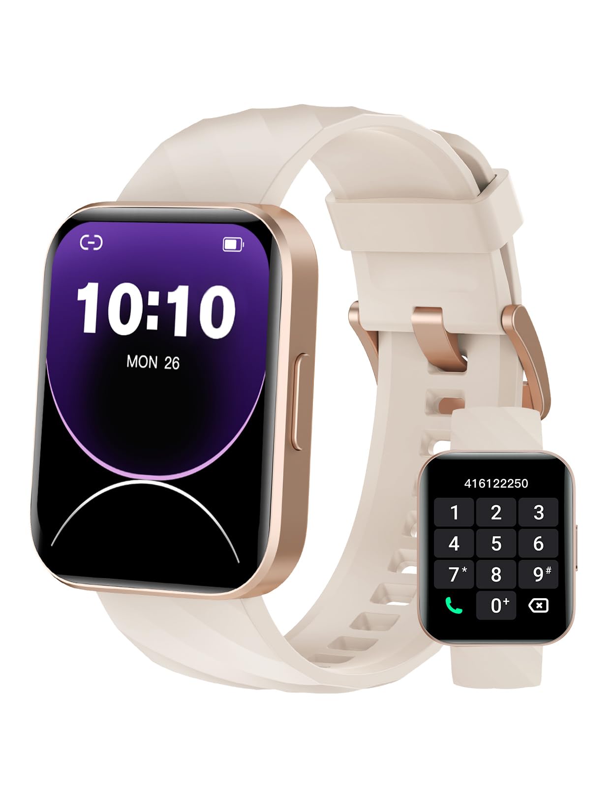 Dakofied Smart Watch (Answer/Make Calls) 1.85" Smart Watches for Men Women Digital Watch Fitness Tracker with 100+ Sport Modes Heart Rate Monitor Watch for iOS Android Phones Waterproof Milky White