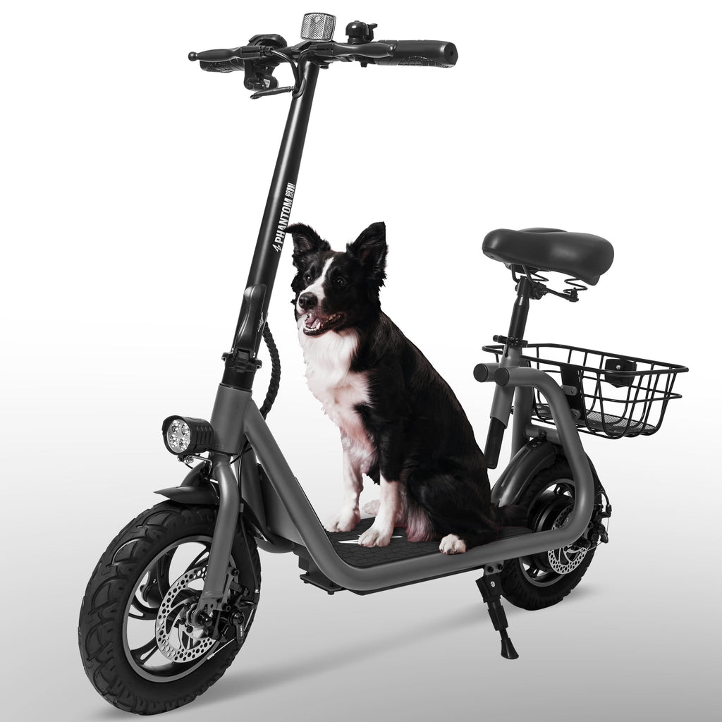 Phantomgogo Commuter R1 - Electric Scooter for Adults - Foldable Scooter with Seat & Carry Basket - 450W Brushless Motor 36V - 15MPH 265lbs Max Load E Mopeds for Adults