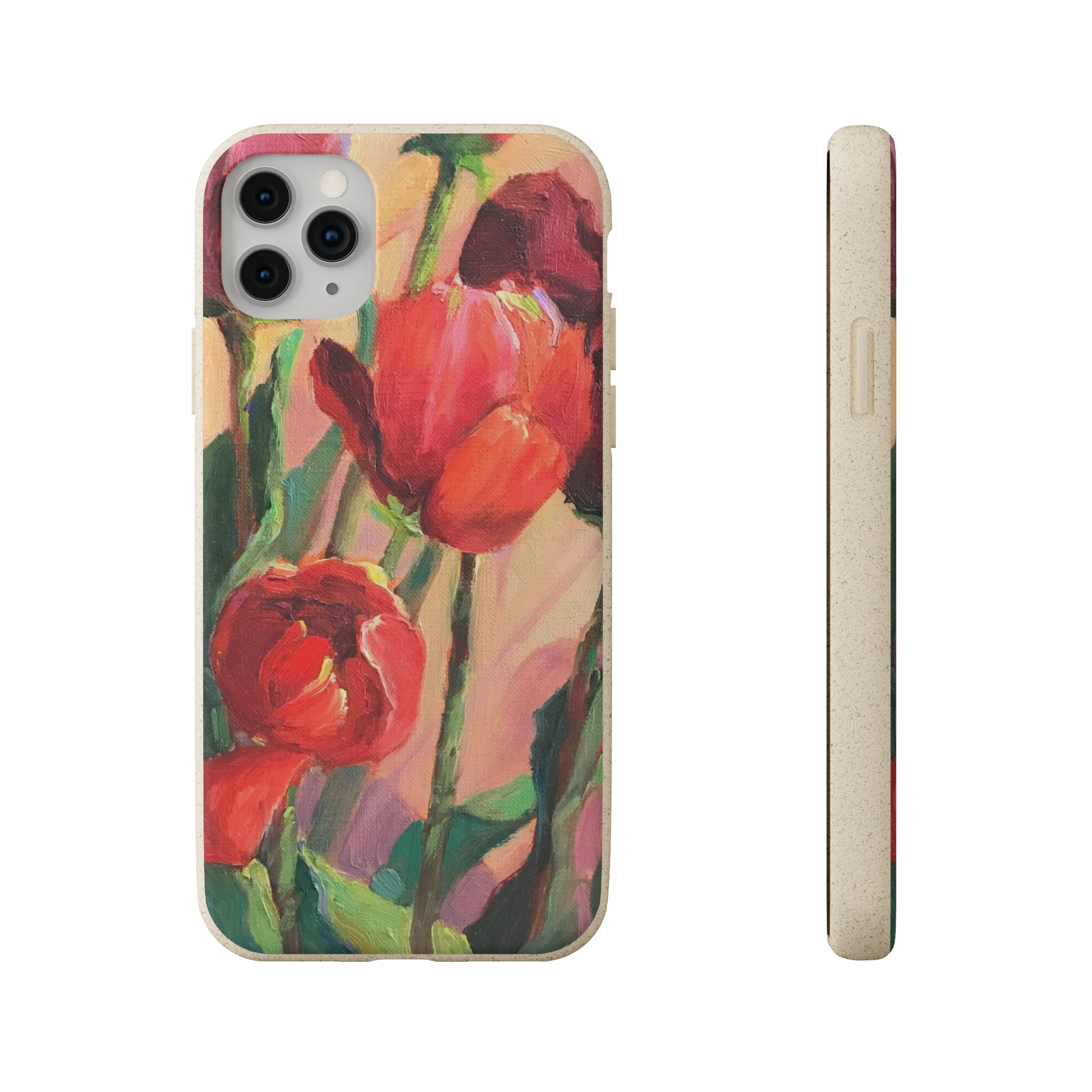 Biodegradable Phone Case with 'Red Tulips' Floral Original Artwork by Barbara Cleary-32