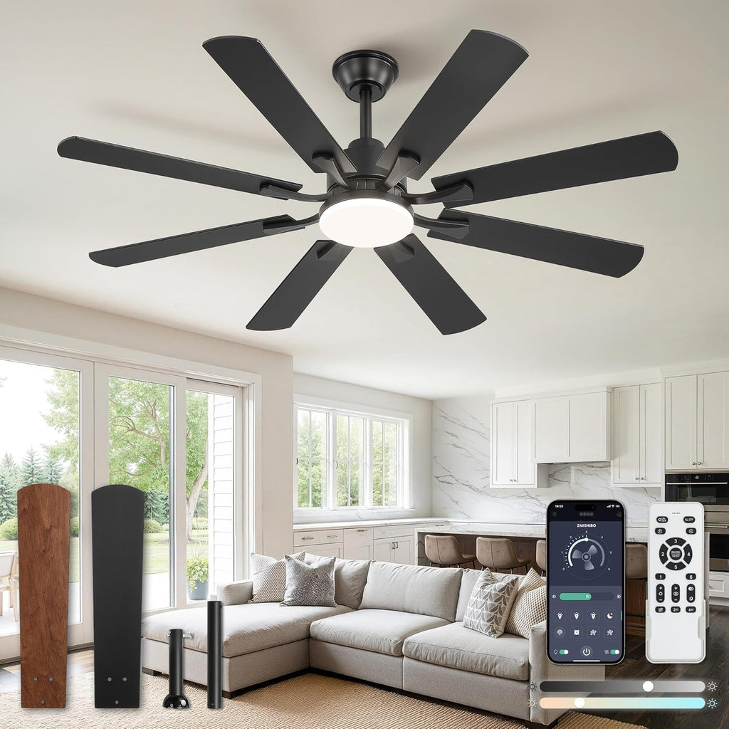 52 Inch Ceiling Fan With Dimmable Integrated LED Light-0