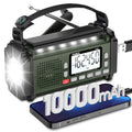 PRUNUS 924 10000mAh/37000mWh Hand Crank Radio AAA Batteries Powered Emergency Radio Solar NOAA Weather Radio AM/FM/SW USB Charging Torch& Reading Light SOS Alarm Power Bank Compass for Camping