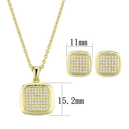 3W1269 - Gold Brass Jewelry Sets with AAA Grade CZ  in Clear-1