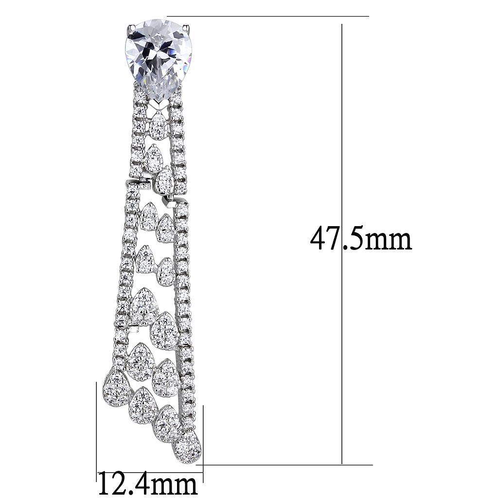 3W1434 - Rhodium Brass Jewelry Sets with AAA Grade CZ  in Clear-4