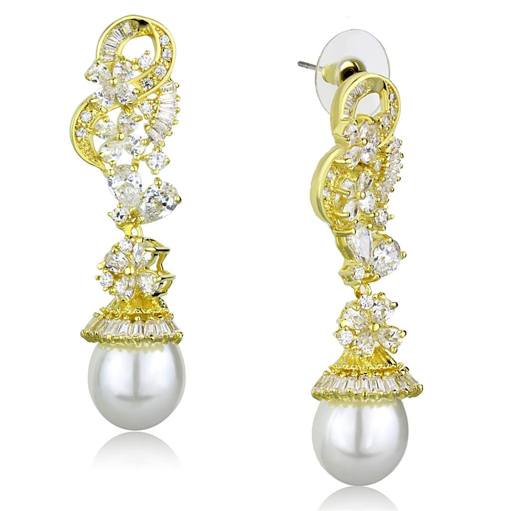 3W945 - Gold Brass Jewelry Sets with AAA Grade CZ  in Clear-1