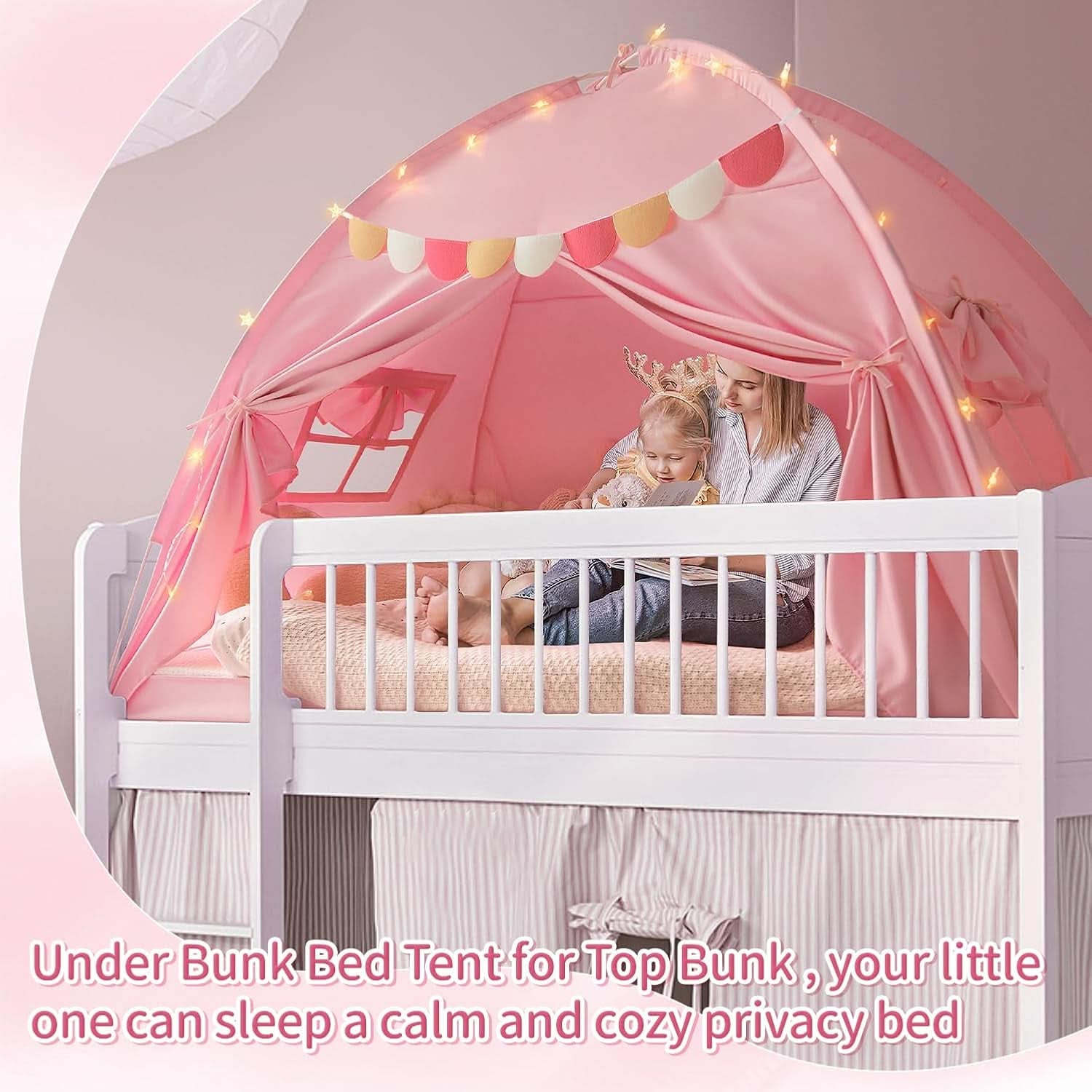 Pink Twin Bed Tent Blackout PrivacyShield Multifunctional-1