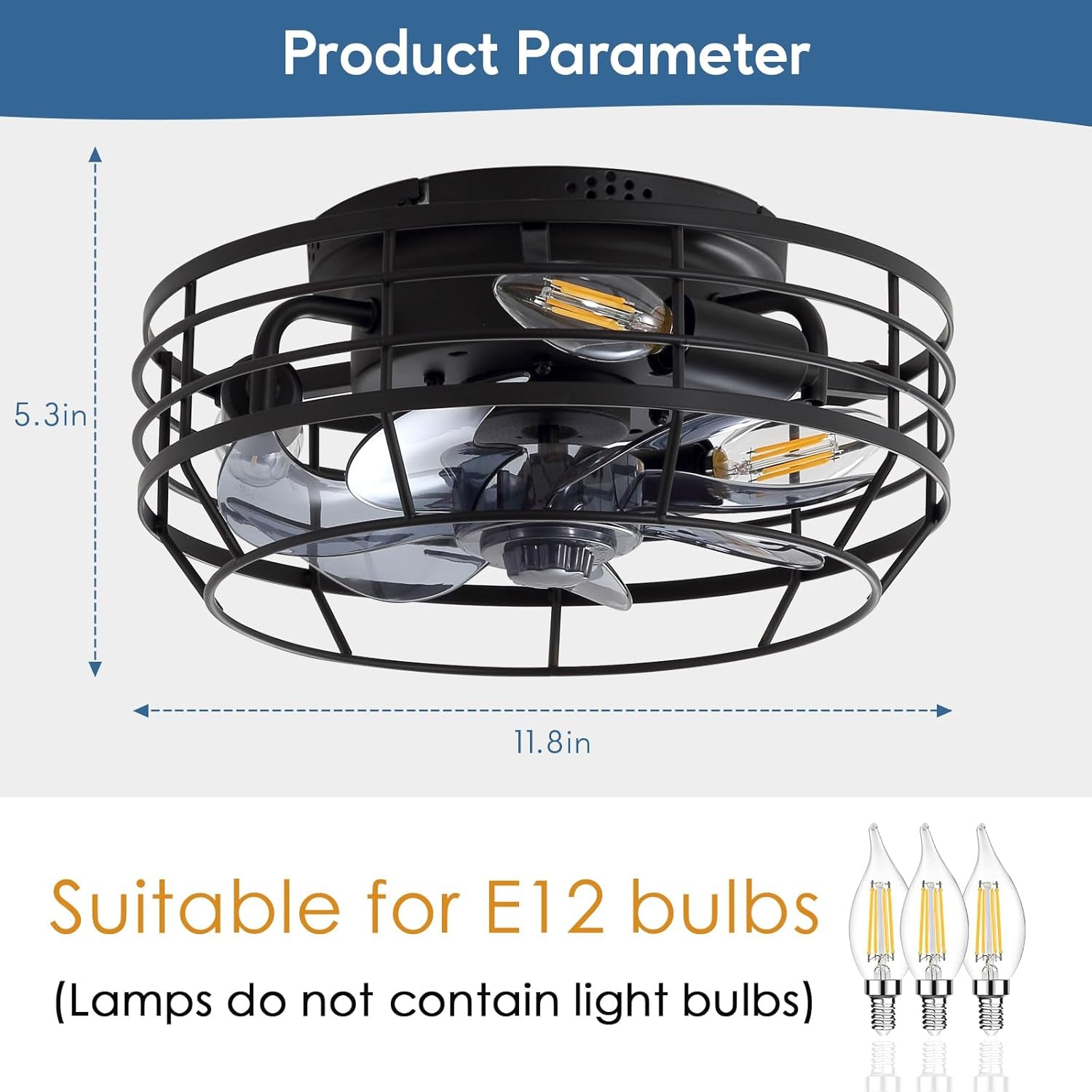 Caged Ceiling Fan With Vintage Industrial Lighting-2