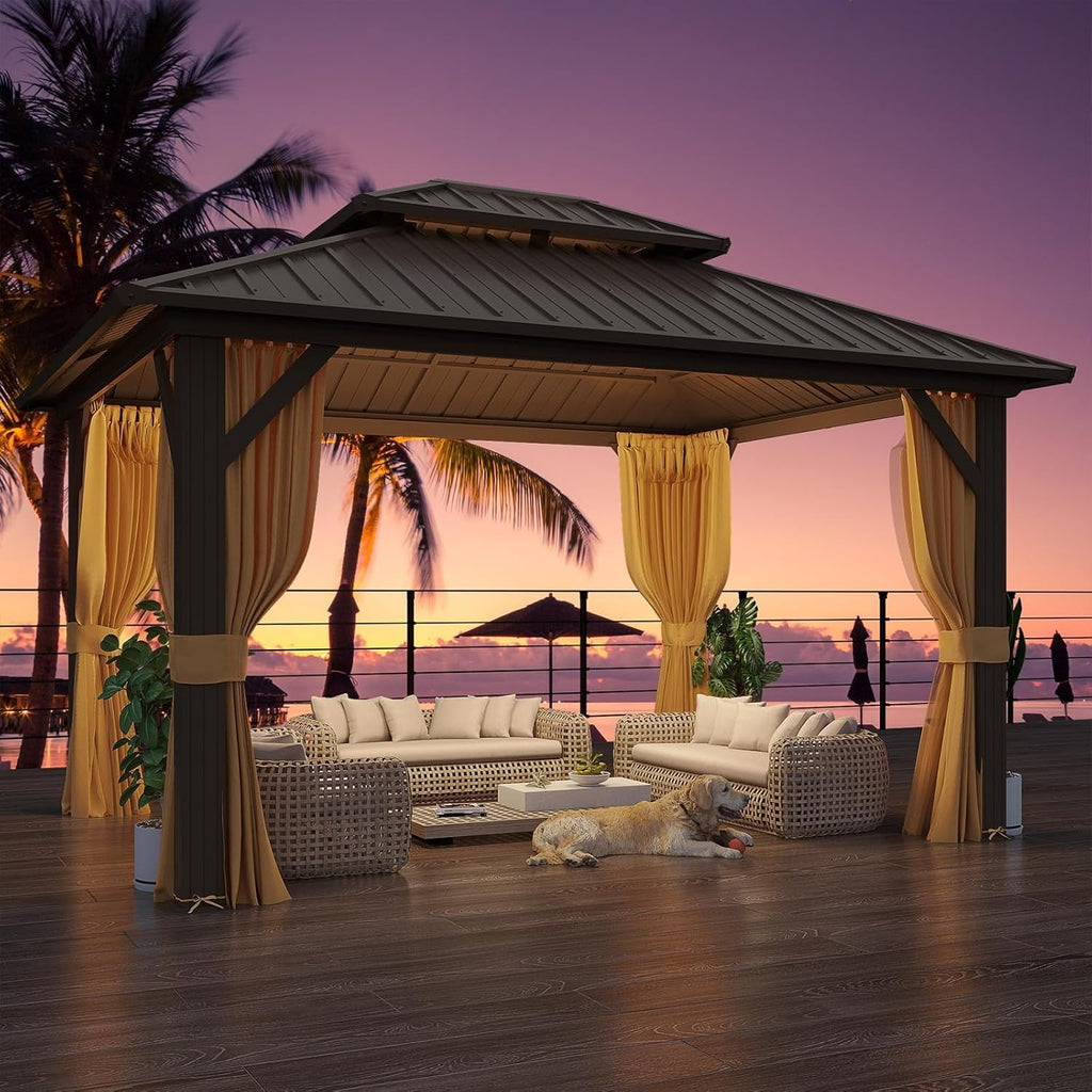 10x12 Hardtop Gazebo Weatherproof Aluminum Frame Patio