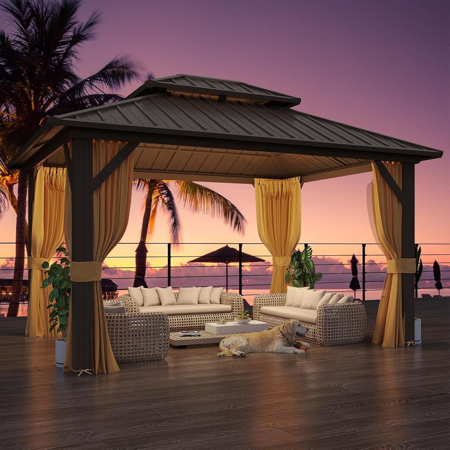 10x12 Hardtop Gazebo Weatherproof Aluminum Frame Patio