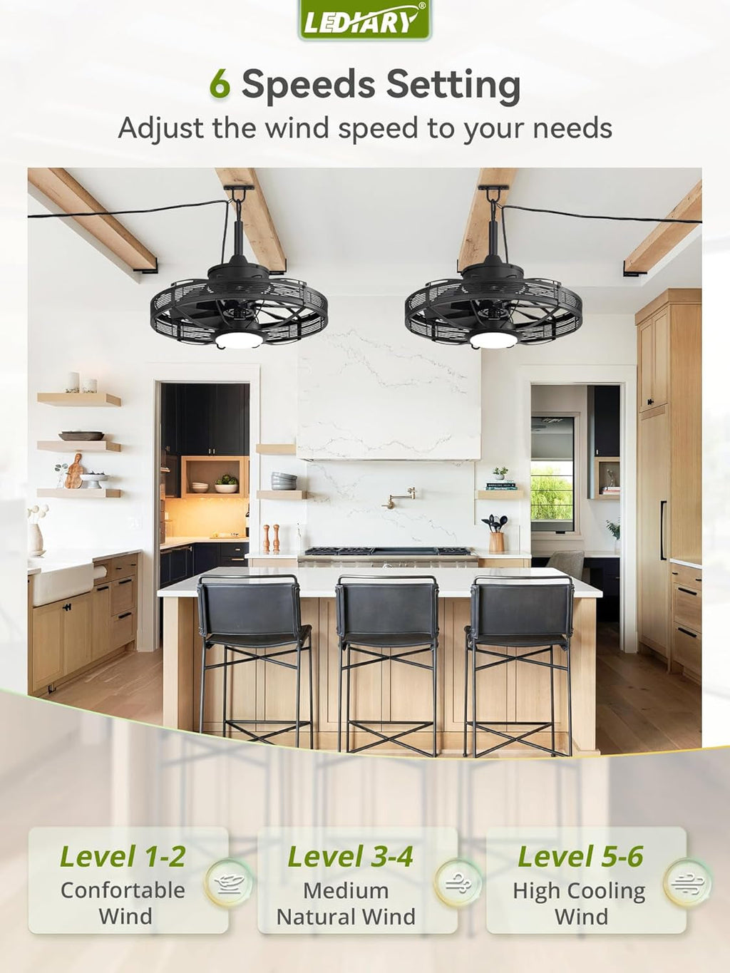 Outdoor Ceiling Fan With Lights IP65 Weather resistant-3