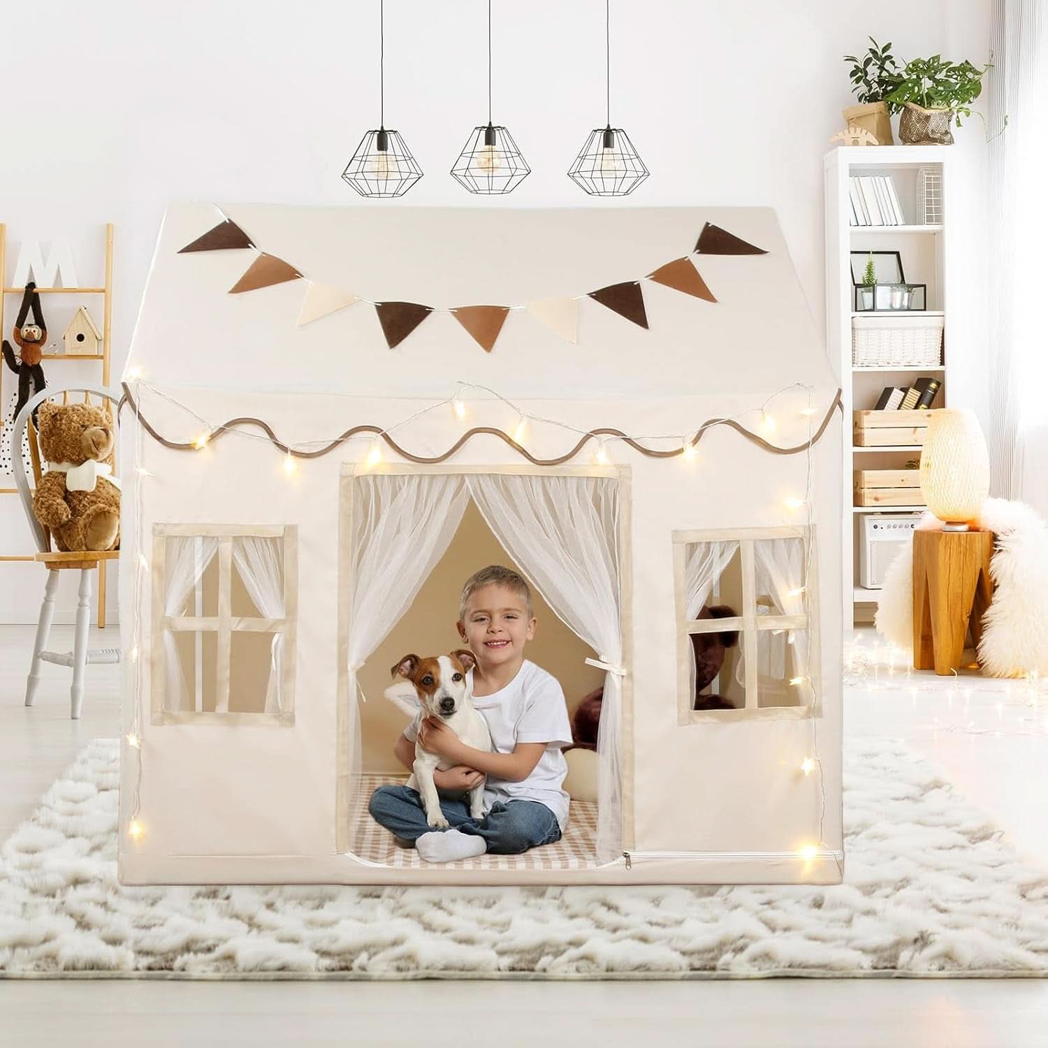 Cream Kids Play Tent Large 50 Inches Wide By34 Deep Indoor Outdoor-4