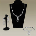 3W1095 - Rhodium Brass Jewelry Sets with AAA Grade CZ  in Clear-0