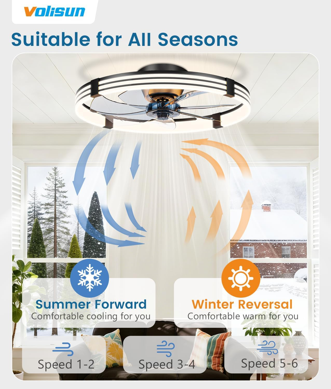 24In Low Profile Dimmable Ceiling Fan Remote Control App-3