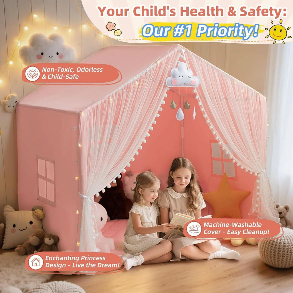 55 Inch Vibrant Color Kids Play Tent With Padded Mat-1