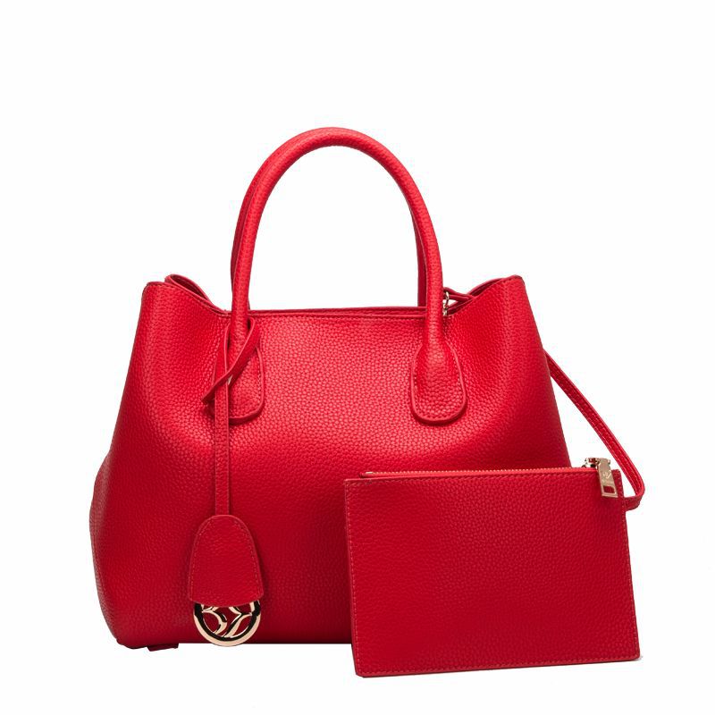 Genuine Leather Ladies Handbag with Lychee Pattern