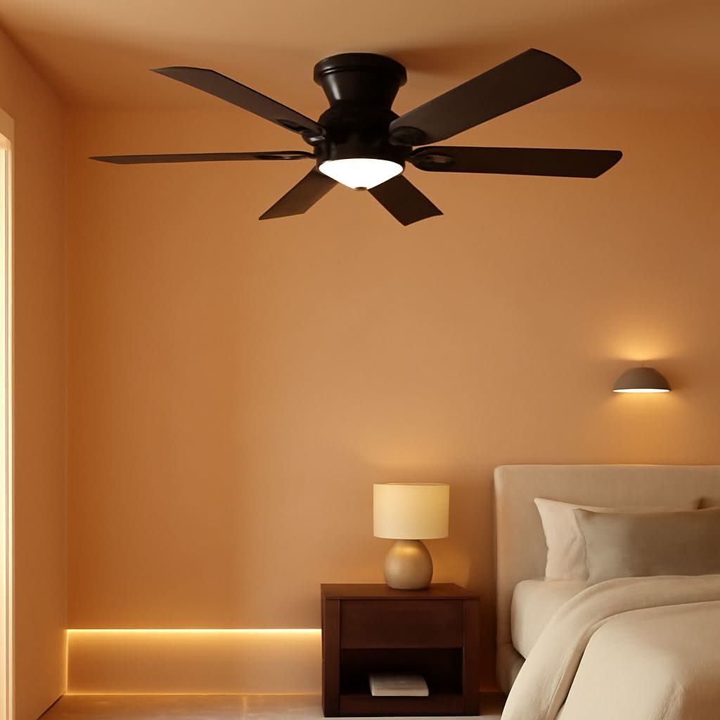 56Inch Jet Black Ultra Quiet Flush Mount Ceiling Fan-0