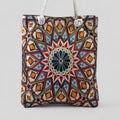 Authentic Kilim Fabric Purse with Rope Handles, Turkish Carpet, Beach Bag, Tote, Reusable Shopping Bag -- Geometric Mandala-0