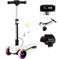 24V Electric Scooter for Kids w/150W Powerful Motor Thumb Throttle LCD Screen Bluetooth Light-Up Stem Deck & Wheel 3 Adjustable Heights 5MPH Safe Speed 3 Wheel Electric Scooter for Kids White