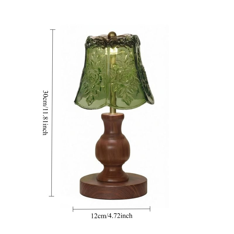 Vintage Glass Table Lamp, Dimmable Bedside Lamp with 3 Color Temperatures, Cordless Night Light-5