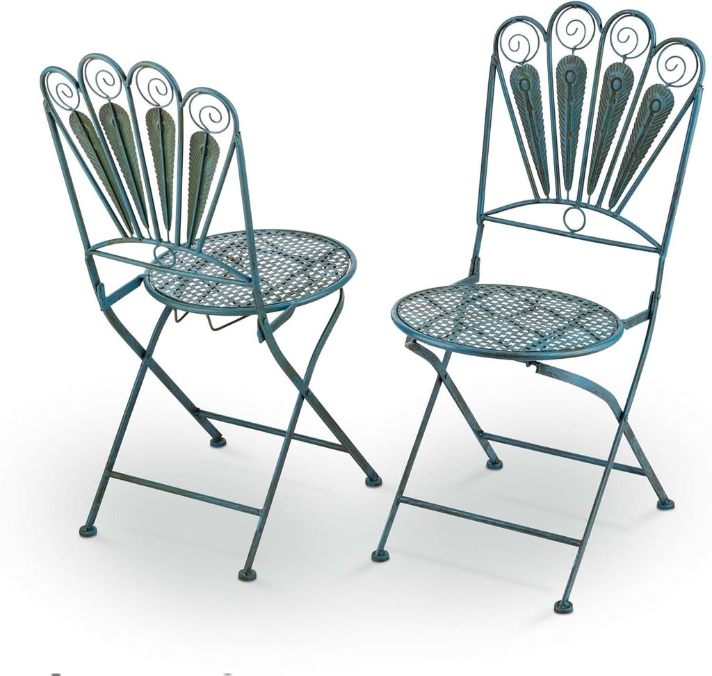 Bistro Set 3 Piece Light Blue Outdoor Patio Furniture-3