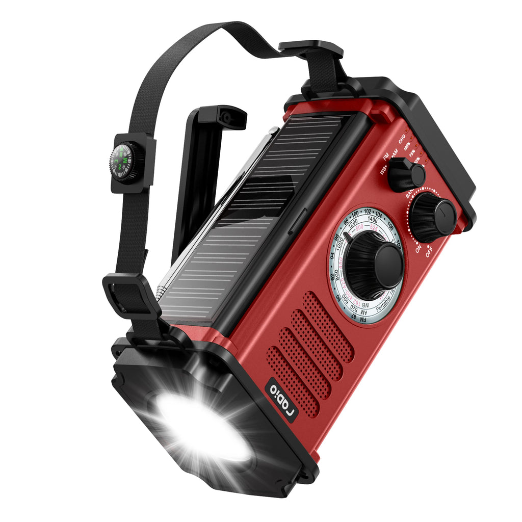 Emergency Radio Hand Crank Radio Solar Radio AM FM NOAA Weather Radio 5 Charging Methods Torch & LED Reading Light SOS Alarm for Winter Storm Emergency Red