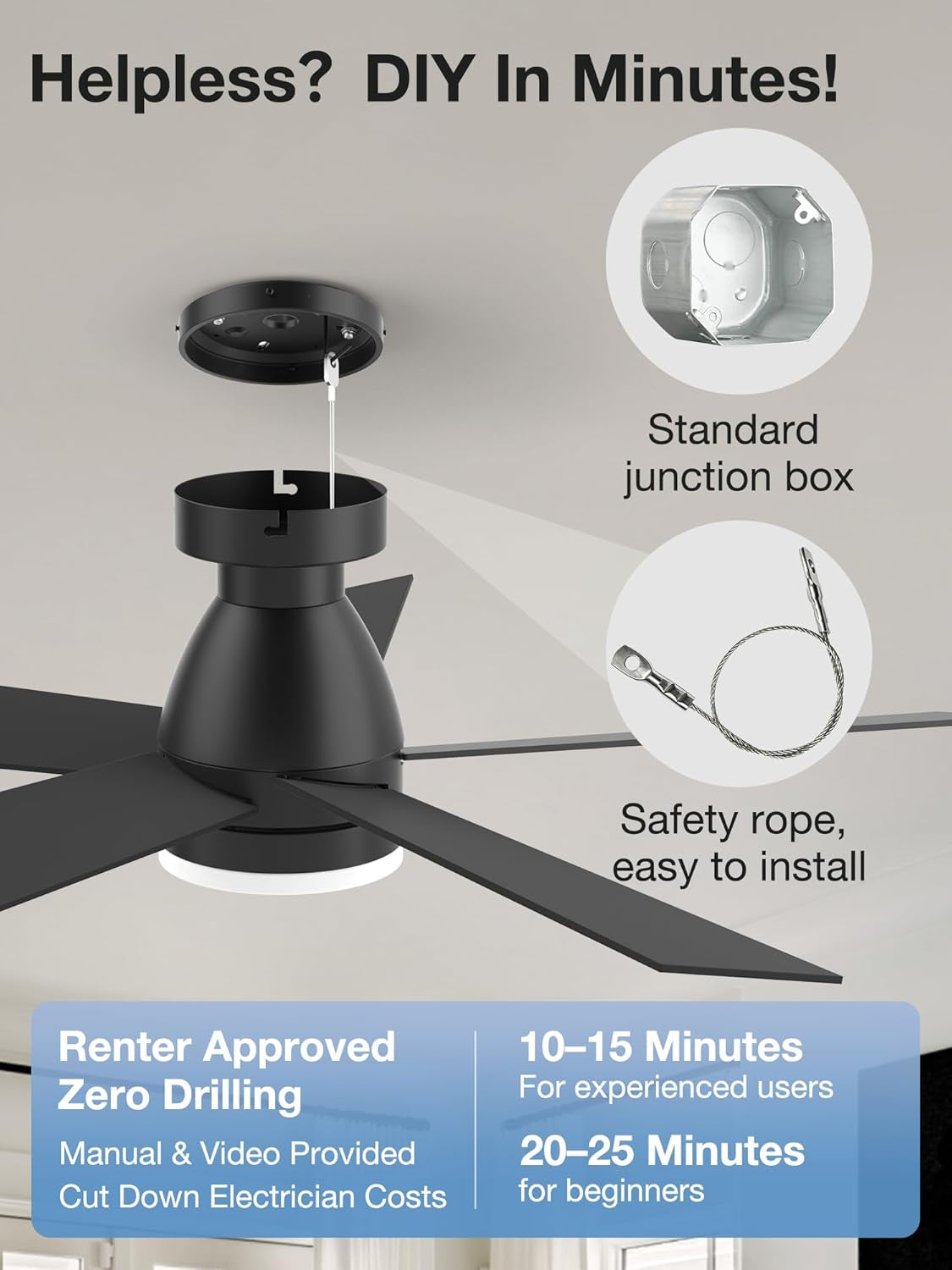 42Inch Smart Ceiling Fan With Integrated LED Lights-4