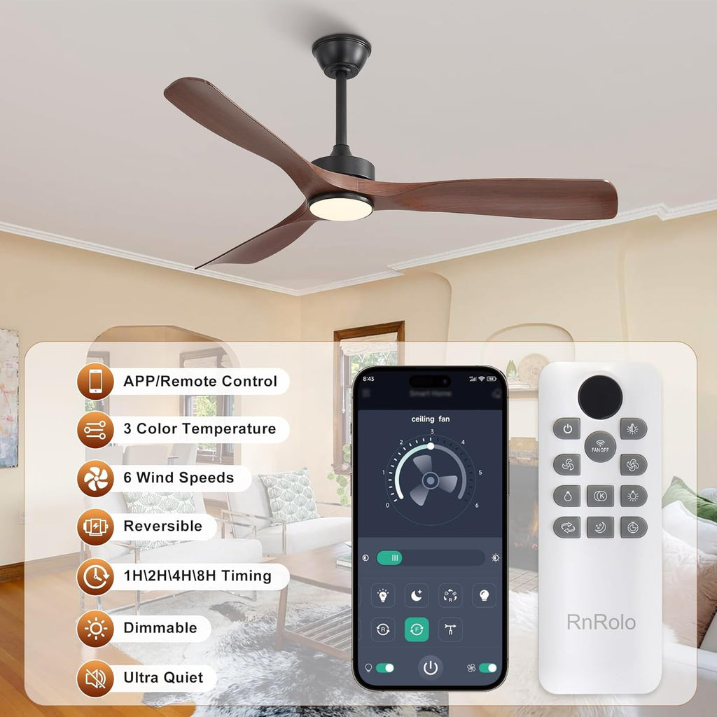 52 Inch Ceiling Fan With Bluetooth Smart Remote Control-1