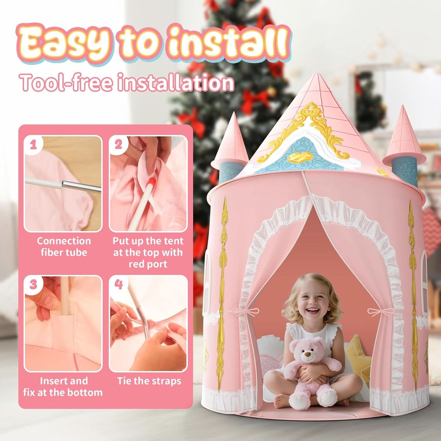 Girls Indoor Princess Castle Play Tent Extra Large Pro-4