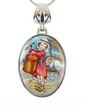 Drummer Boy Silver Plated Mother of Pearl Jewelry Necklace - 43044-0