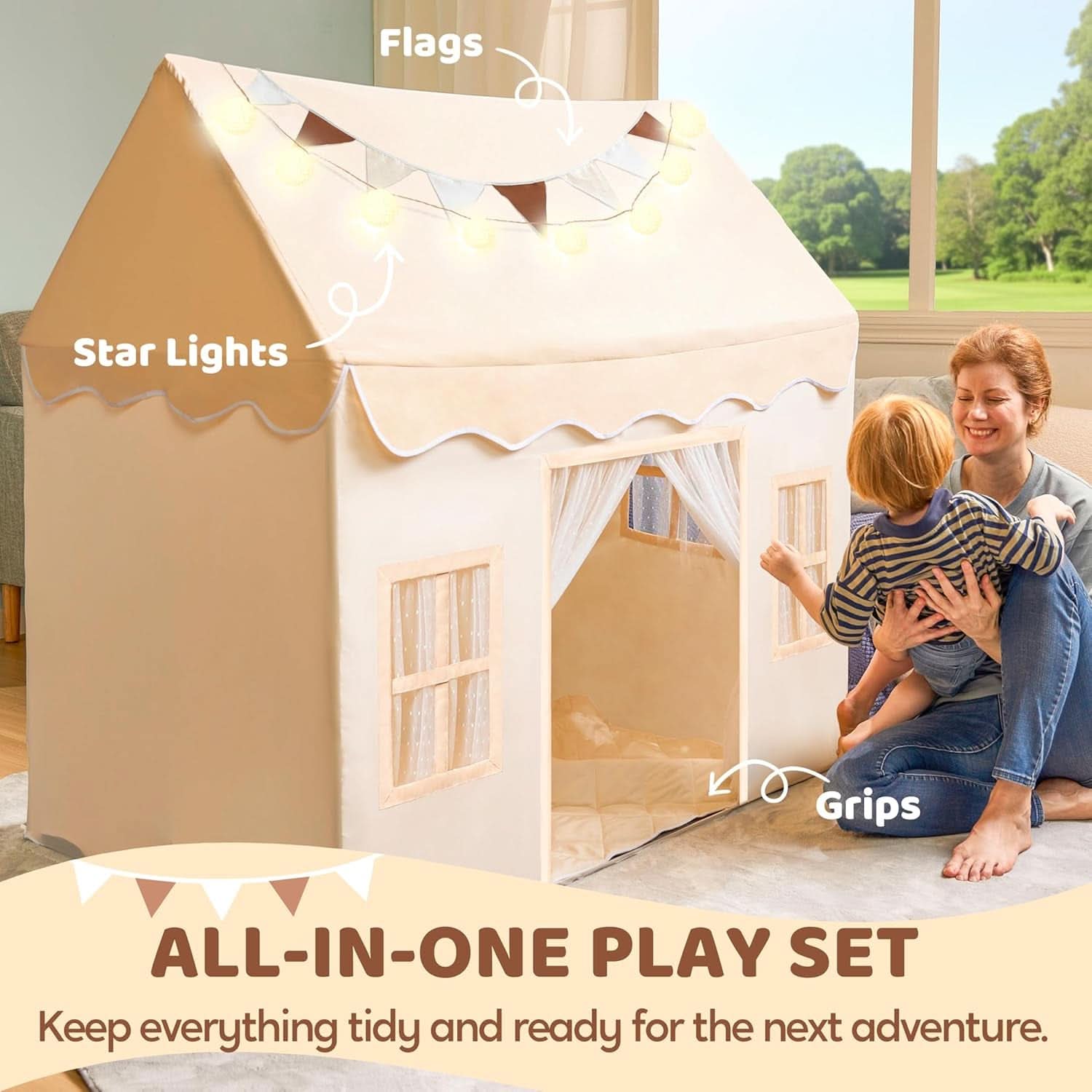Indoor Outdoor Playroom Tent Size 51x35x52 InchesTall-4