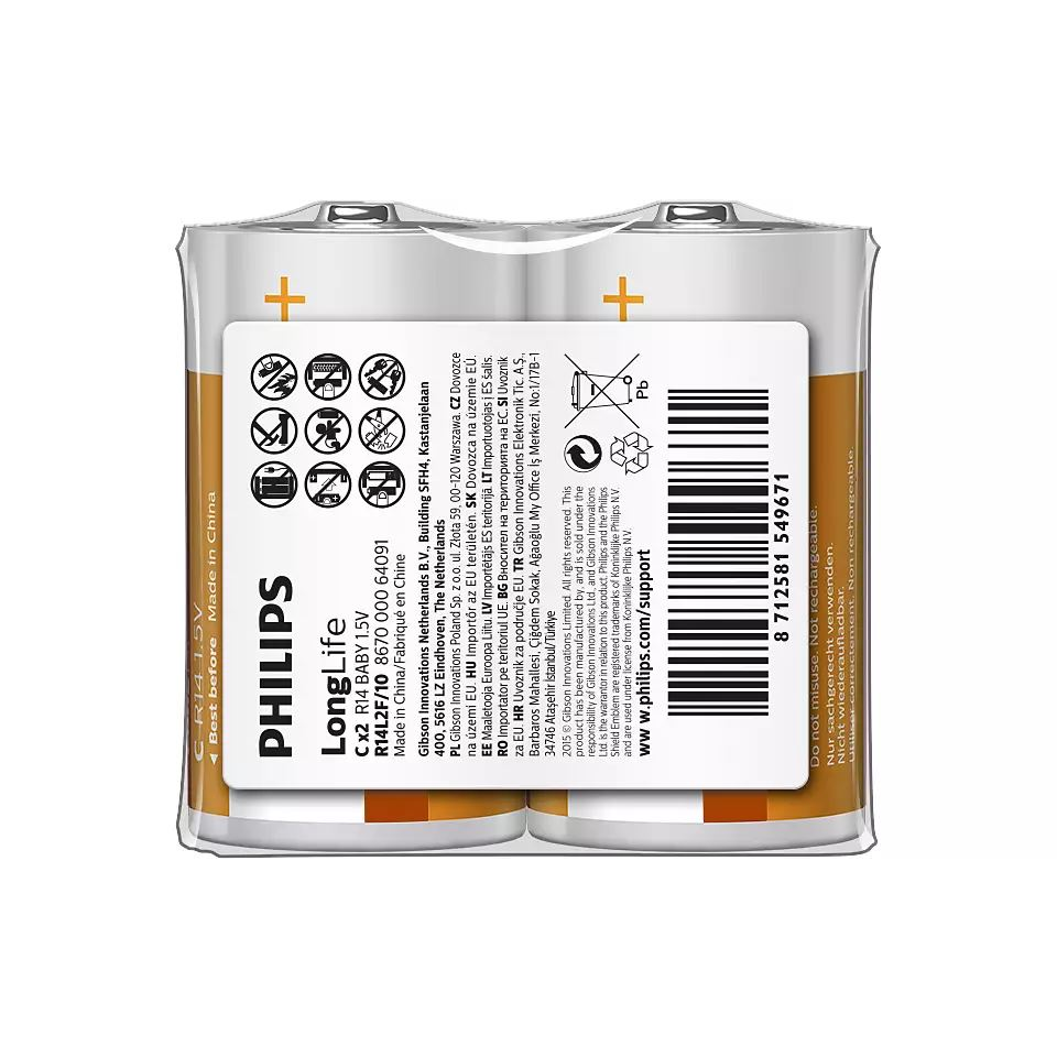 Philips LongLife R14L2F/10 baterie de uz casnic Baterie de unică folosință C Zinc-carbon (R14L2F/10)