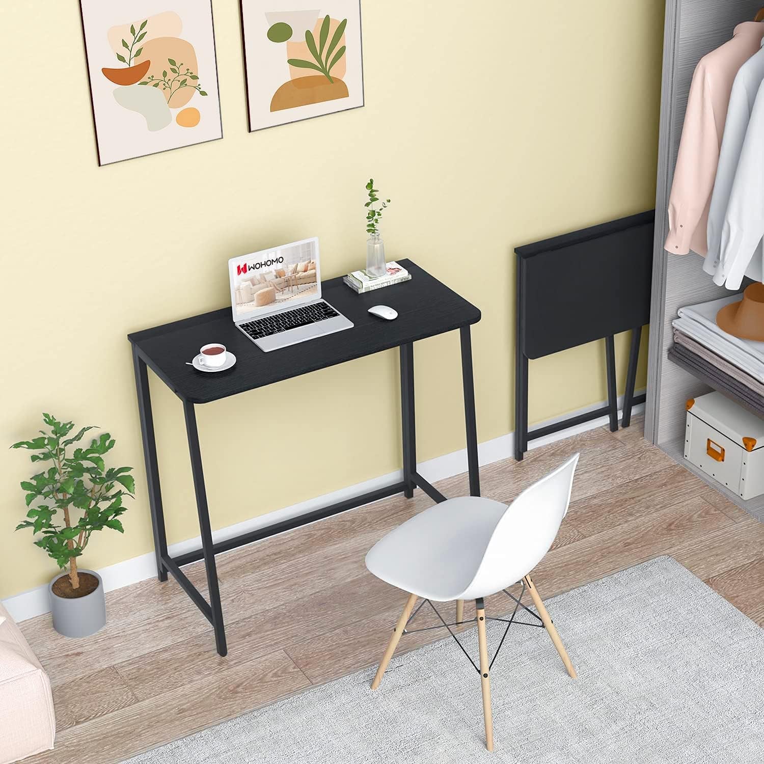 31.5 Inch Folding Computer Desk Black Space Saving