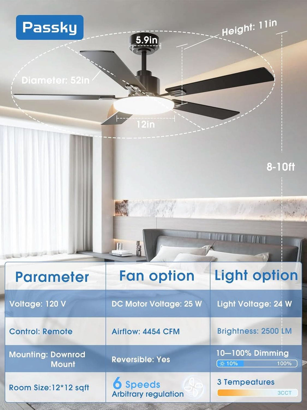 Fifty TwoInch Ceiling Fan With Remote Energy Efficient-2