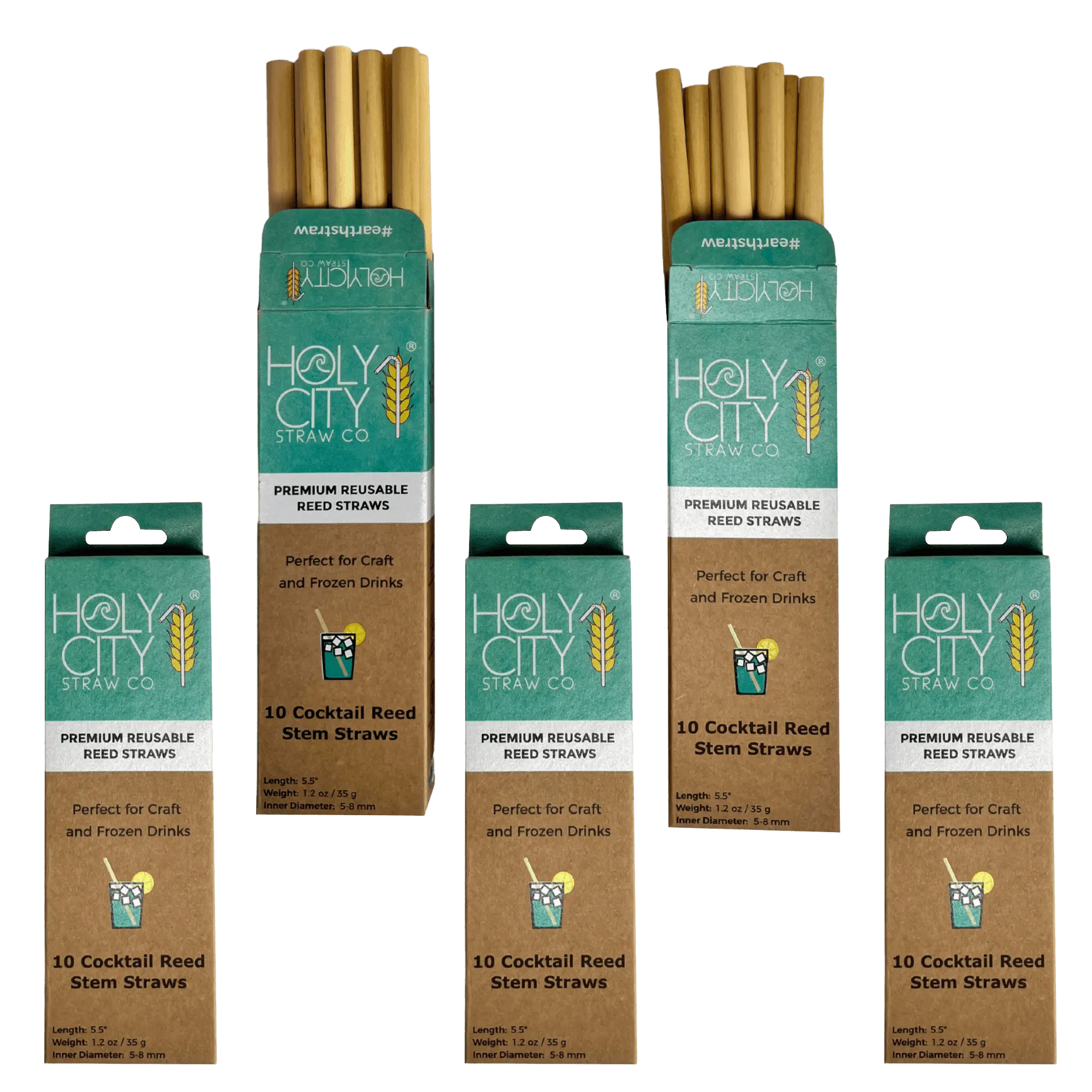 5.5" Jumbo Reed Straws | 10ct. | 5 Pack Bundle-4