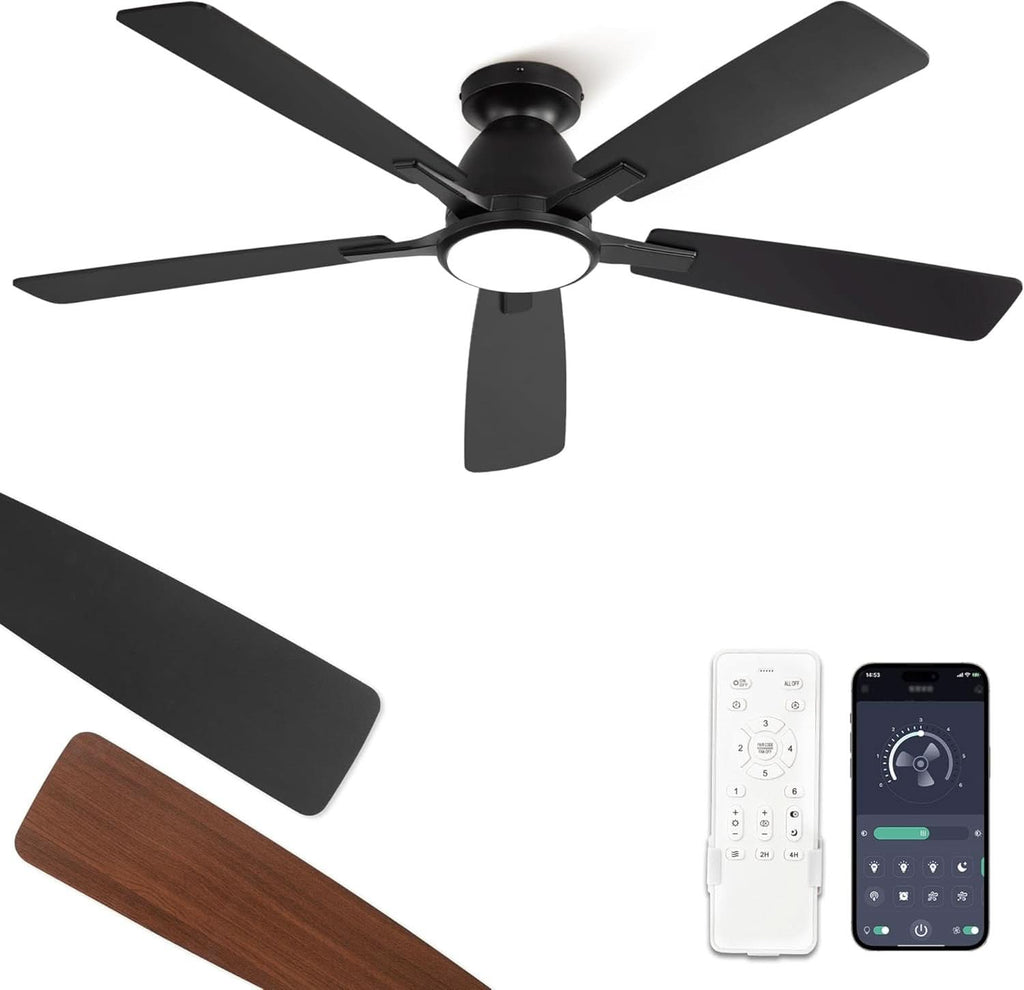 52 Inch Ceiling Fan With Lights Remote App Control-0