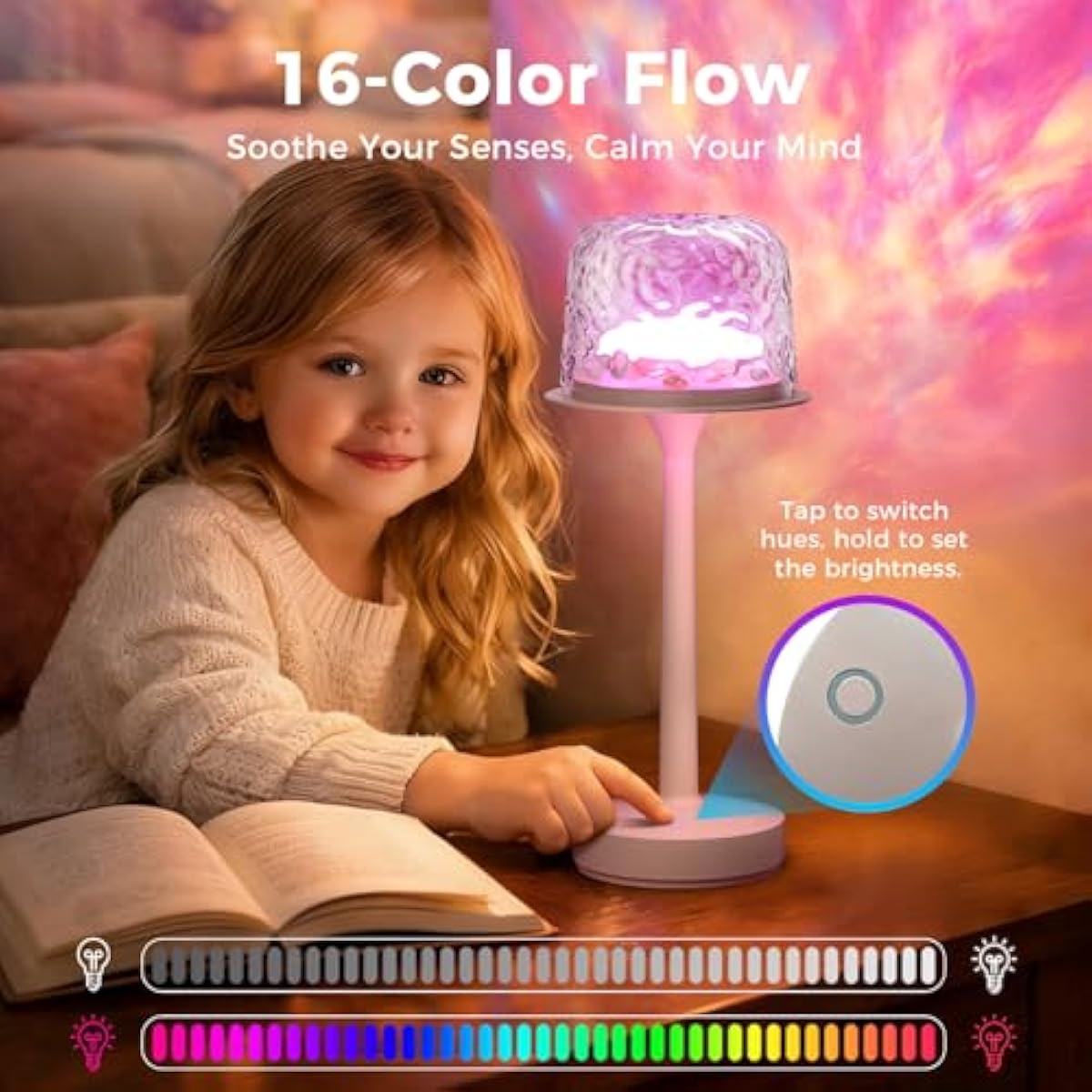 Waterproof Shower Lamp with 16 Color Ocean Wave Projector, Rechargeable LED Light with Remote & Touch Control-4