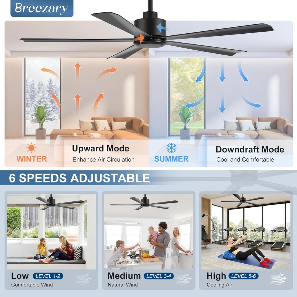 52Inch Black Industrial Grade Ceiling Fan DC Remote-4