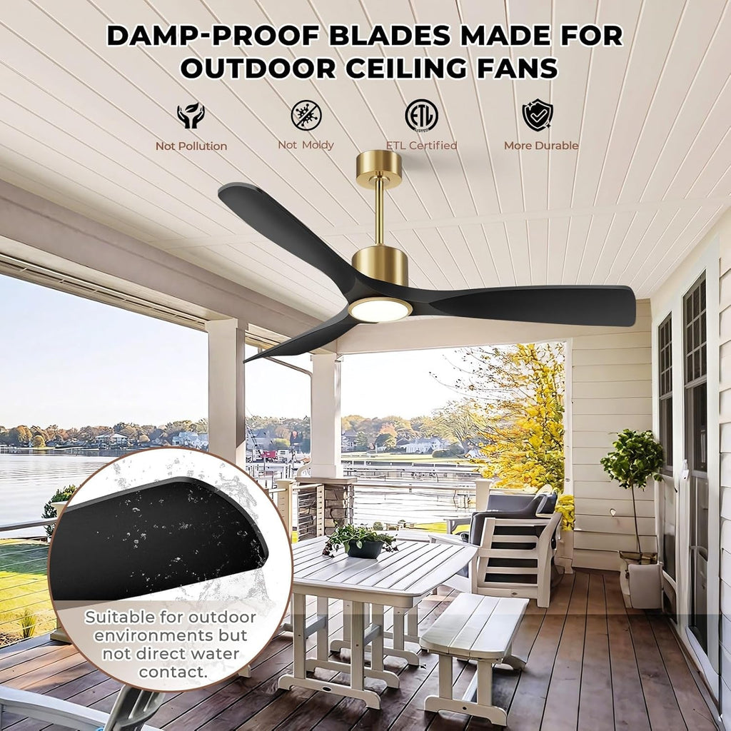 52 Inch Matte Black Ceiling Fan Energy Efficient Remote-4