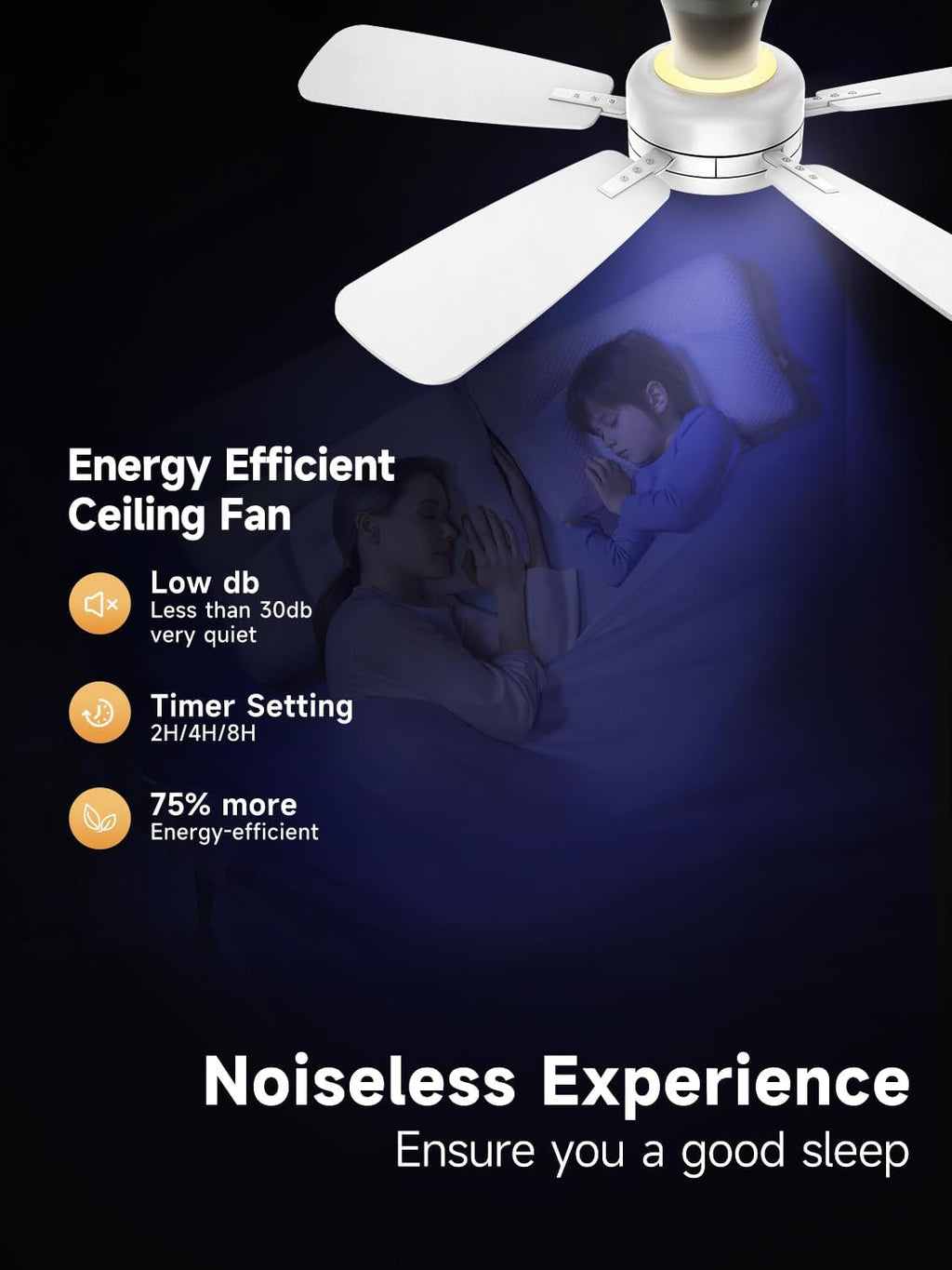46-Inch Pure White Ceiling Fan With Dimmable Illumination-4